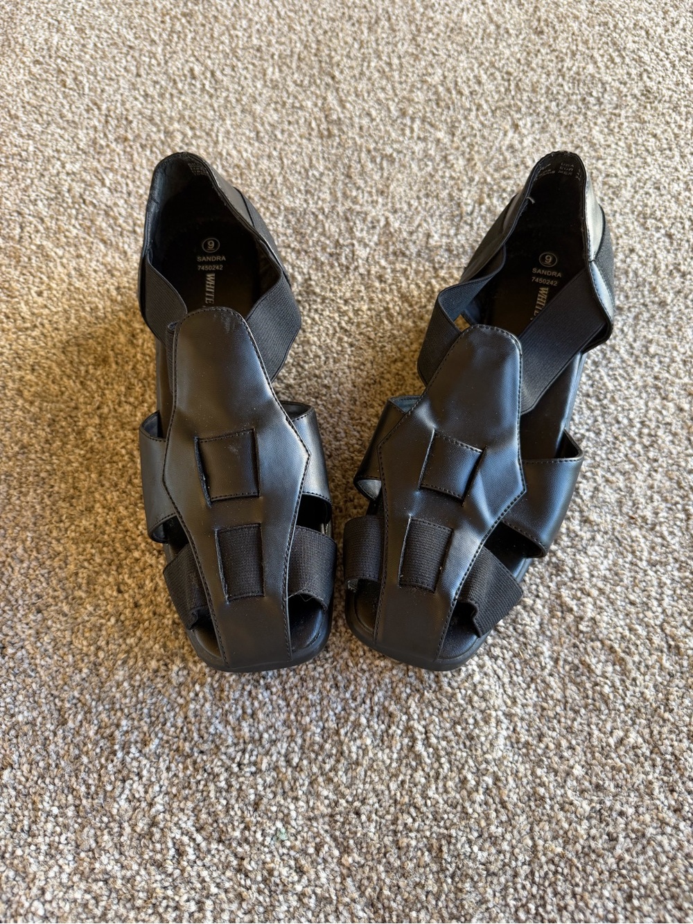 White Stag Black Strappy Slingback Sandals